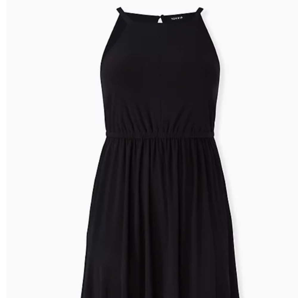 *NWT* Black Crepe High-Neck Skater Dress